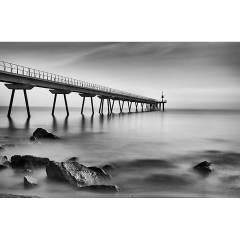 Pont Del Petroli Gold Ornate Wood Framed Art Print with Double Matting by Figueras Barranco, Antoni