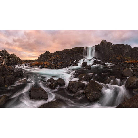 Oxararfoss Black Modern Wood Framed Art Print by Carrillo Lopez, Antonio