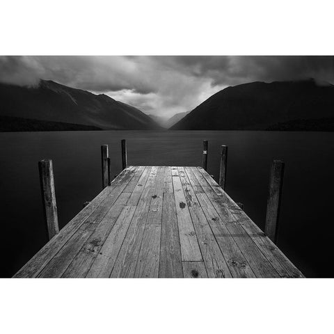 The Lake Black Modern Wood Framed Art Print with Double Matting by Zhang, Yan