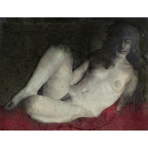 Classical Nude Gold Ornate Wood Framed Art Print with Double Matting by Hattori, Fuyuki