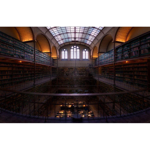 Rijksmuseum Library White Modern Wood Framed Art Print by M. Garcia, Jesus