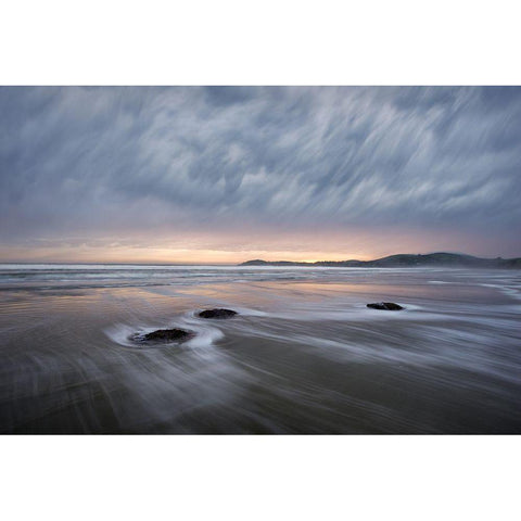 Windy Dawn At Koekohe Beach White Modern Wood Framed Art Print by Dou, Shenshen