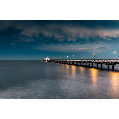 Shorncliffe Pier-Brisbane. Gold Ornate Wood Framed Art Print with Double Matting by Perez Liedl, Christopher
