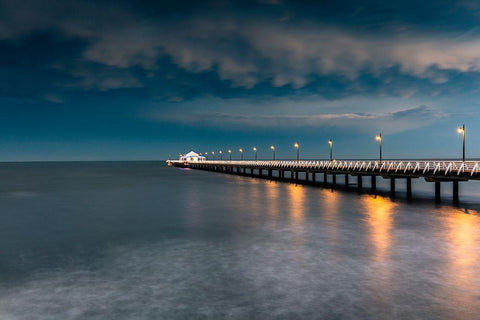 Shorncliffe Pier-Brisbane. White Modern Wood Framed Art Print with Double Matting by Perez Liedl, Christopher