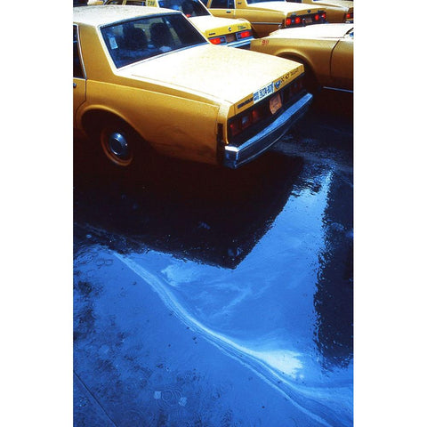 Yellow cabs Black Modern Wood Framed Art Print with Double Matting by Matthes, Dieter