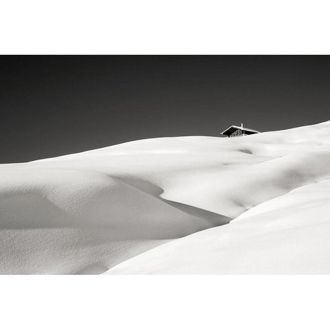 This One Hut White Modern Wood Framed Art Print by Miribung, Vito