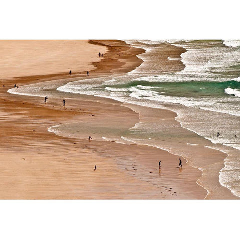 La Spiaggia Black Modern Wood Framed Art Print with Double Matting by Della Latta, Massimo