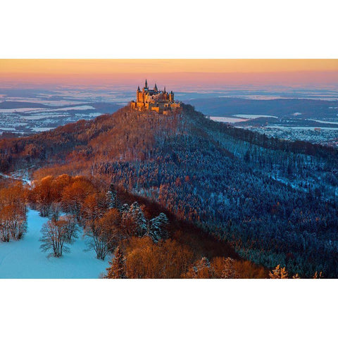 Hohenzollern In  Winter Mood White Modern Wood Framed Art Print by Schumacher, Nicolas