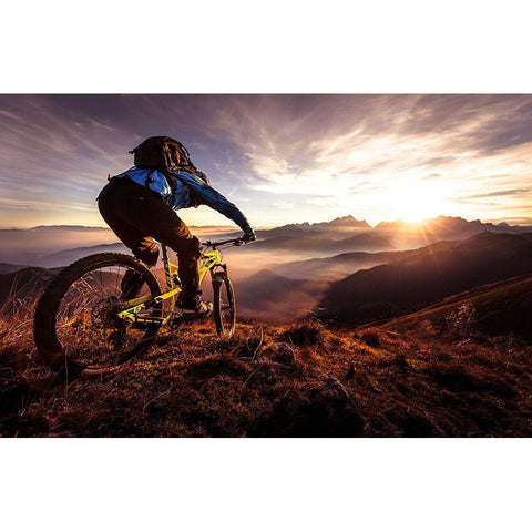 Sunset Trail Ride Black Modern Wood Framed Art Print with Double Matting by Bertoncelj, Sandi
