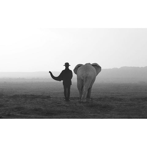 Elephant Man Gold Ornate Wood Framed Art Print with Double Matting by Ghazanfari, Ghazale