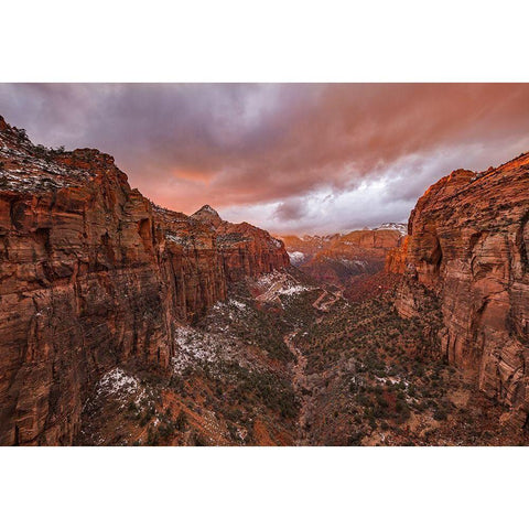 Zion Np -- Overlook Sunset White Modern Wood Framed Art Print by Xie, April