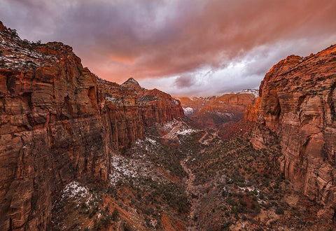 Zion Np -- Overlook Sunset Black Ornate Wood Framed Art Print with Double Matting by Xie, April