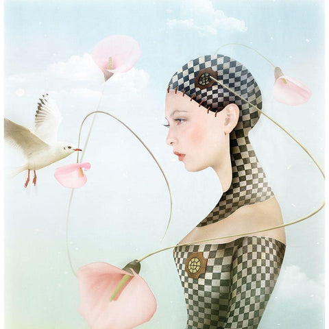 Flowering Black Modern Wood Framed Art Print by Melik-Nubarova, Svetlana