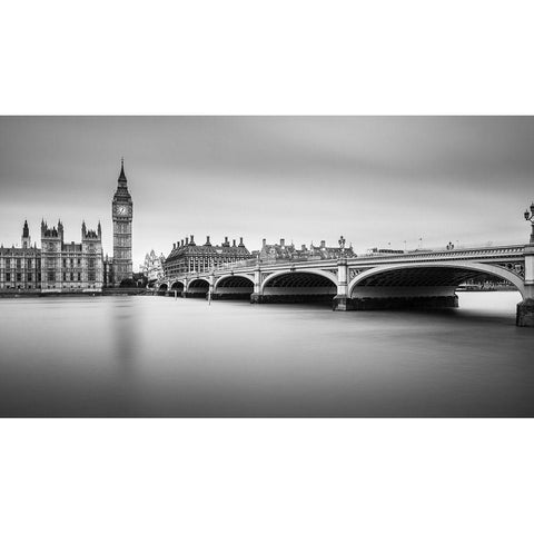 London Black Modern Wood Framed Art Print with Double Matting by Jurek, Milan