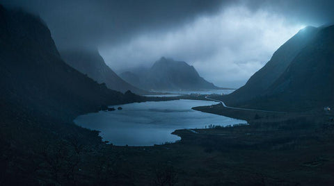 Blue Black Ornate Wood Framed Art Print with Double Matting by Martin Castan, David