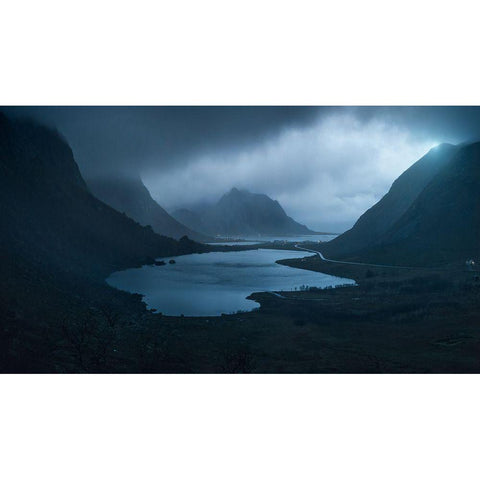 Blue Black Modern Wood Framed Art Print by Martin Castan, David