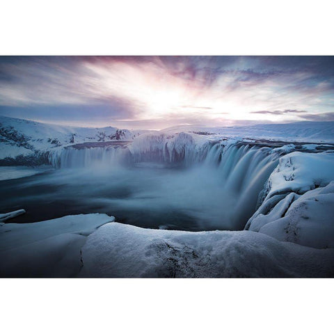 Morning Godafoss White Modern Wood Framed Art Print by Bradnam, Colin