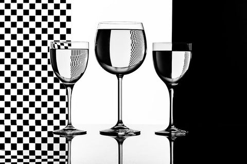 Blackawhite Glasses White Modern Wood Framed Art Print with Double Matting by Madison