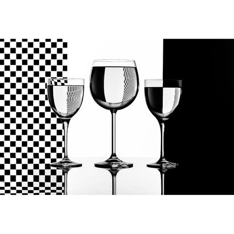 Blackawhite Glasses Black Modern Wood Framed Art Print with Double Matting by Madison