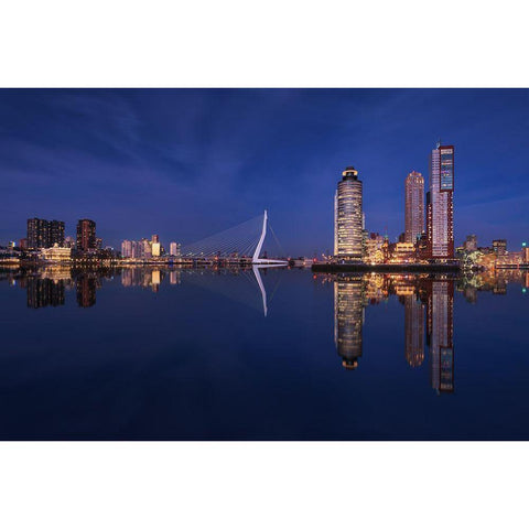 Fantasy Rotterdam Black Modern Wood Framed Art Print with Double Matting by Pablo De, Juan