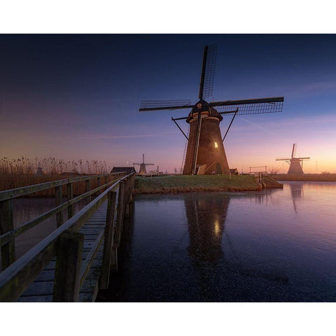 Kinderdijk 2 Gold Ornate Wood Framed Art Print with Double Matting by Pablo De, Juan