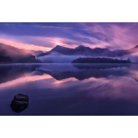 Dawn In Urkulu Gold Ornate Wood Framed Art Print with Double Matting by Osuna, Fran