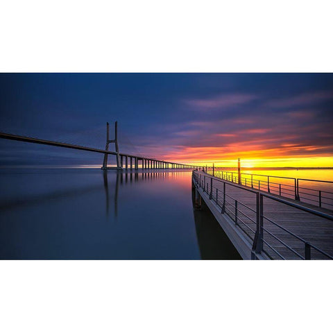 Ponte Vasco Da Gama White Modern Wood Framed Art Print by Ribeiro, Rui