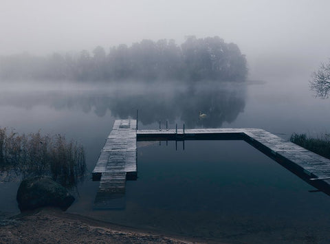 Dark Reflections White Modern Wood Framed Art Print with Double Matting by Lindsten, Christian