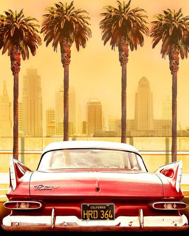 Plymouth Savoy With Palms White Modern Wood Framed Art Print with Double Matting by Butterworth, Larry