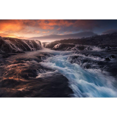 Blue Flow Black Modern Wood Framed Art Print by F. Turienzo, Carlos