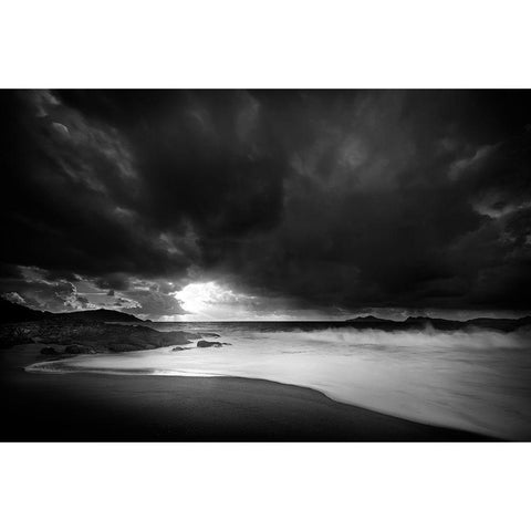 Storm Lights White Modern Wood Framed Art Print by Pascual Buye, Santiago