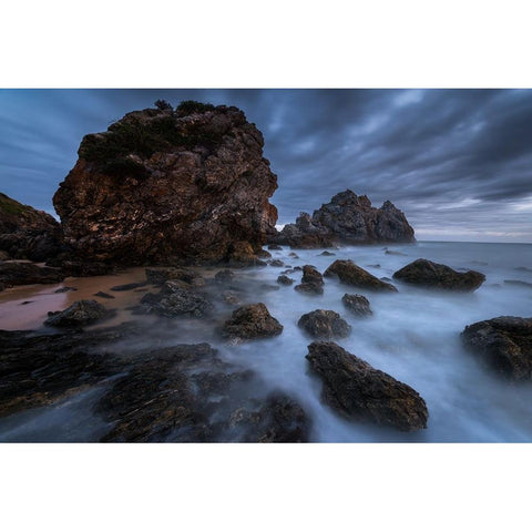 By The Sea Gold Ornate Wood Framed Art Print with Double Matting by Zhang, Joshua
