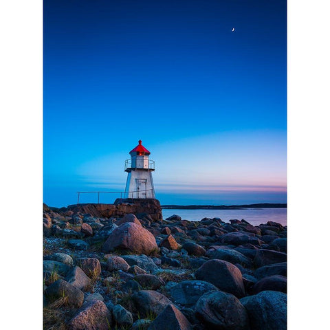 Lighthouse Black Modern Wood Framed Art Print with Double Matting by Christensen, Andreas