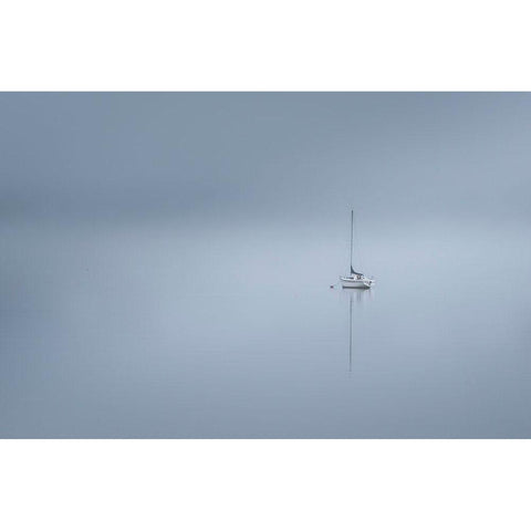 The Lonesome Boatman Black Modern Wood Framed Art Print with Double Matting by Ahern, David