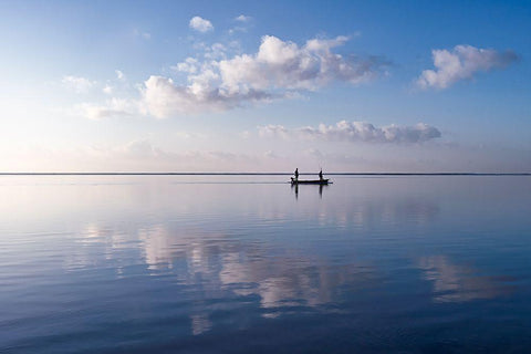 Ripples Black Ornate Wood Framed Art Print with Double Matting by Macua, Gerald