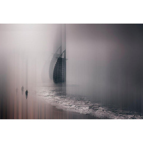 Burj Al Arab Black Modern Wood Framed Art Print with Double Matting by Chiriaco, Carmine