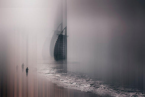 Burj Al Arab White Modern Wood Framed Art Print with Double Matting by Chiriaco, Carmine