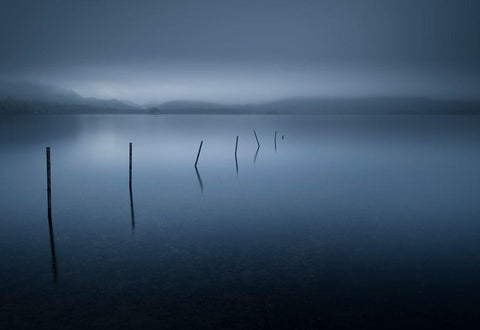 Calm Black Ornate Wood Framed Art Print with Double Matting by Ahern, David