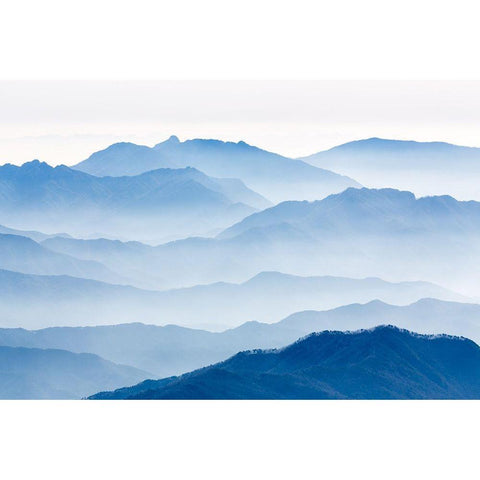 Misty Mountains Black Modern Wood Framed Art Print by Eom, Gwangseop