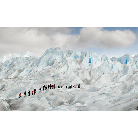 Hiking On Perito Moreno Black Modern Wood Framed Art Print with Double Matting by Oggiano, Roberto