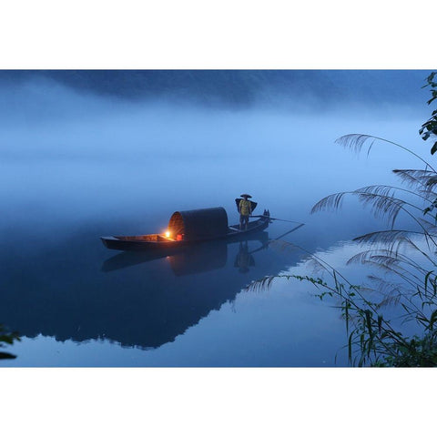 Dong Jiang Lake White Modern Wood Framed Art Print by Wong, Adam