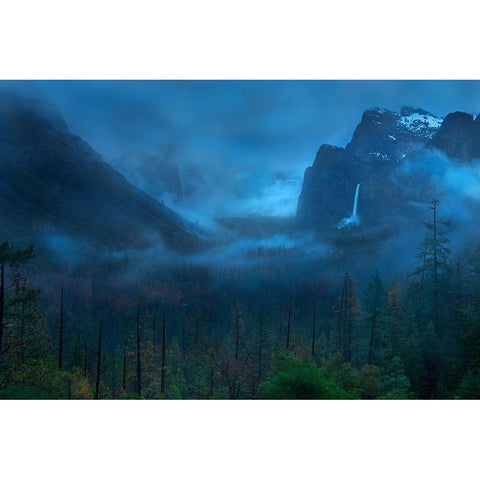 Gloomy Mountain Black Modern Wood Framed Art Print with Double Matting by Zhang, Yan