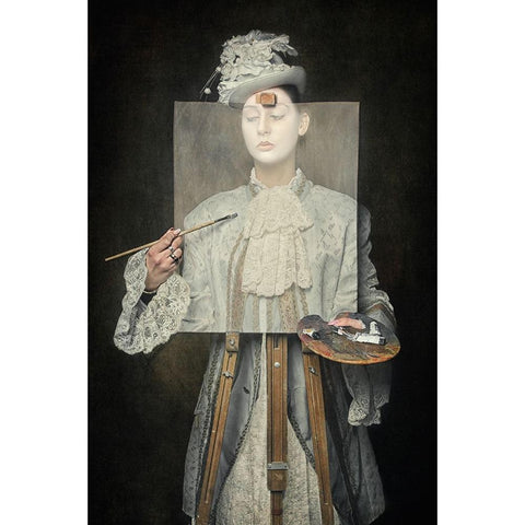 Paintng Myself Black Modern Wood Framed Art Print with Double Matting by Kayen-Mouthaan, Carola