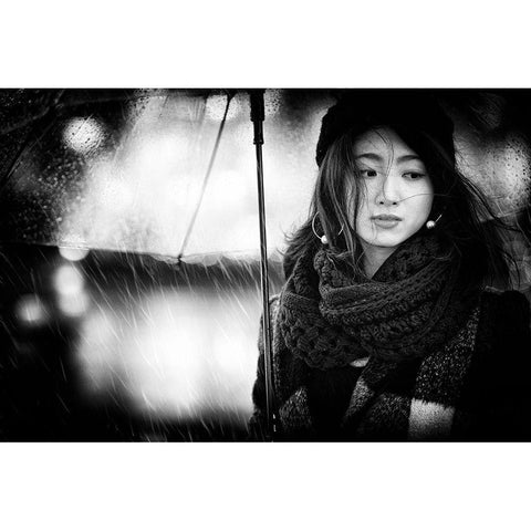 Rainy Day Gold Ornate Wood Framed Art Print with Double Matting by Kiyota, Daisuke