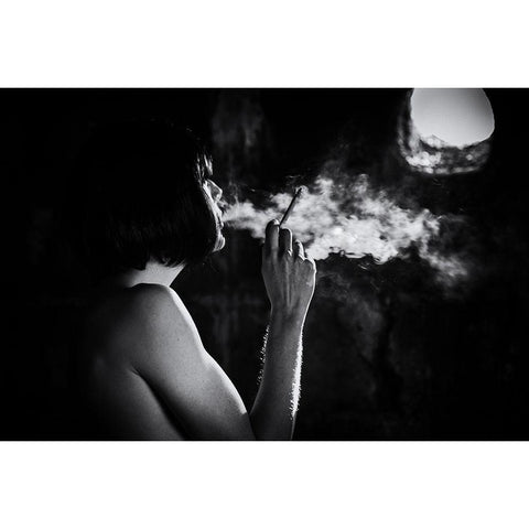 In The Smoke Black Modern Wood Framed Art Print with Double Matting by Dixon, Colin