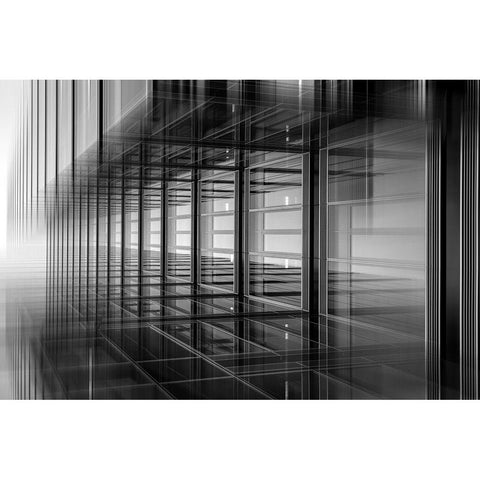 Lines And Patterns Black Modern Wood Framed Art Print by Wogeck, Marianne