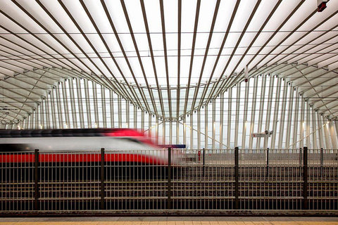 Freccia Rossa 2 Black Ornate Wood Framed Art Print with Double Matting by Della Latta, Massimo