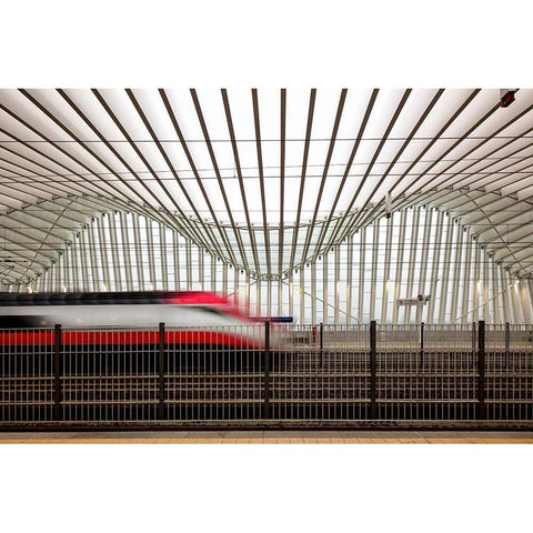 Freccia Rossa 2 Black Modern Wood Framed Art Print with Double Matting by Della Latta, Massimo