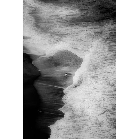 Trying To Surf Black Modern Wood Framed Art Print with Double Matting by Azevedo, Olavo