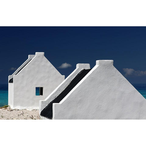 Bonaire Slaves Huts White Modern Wood Framed Art Print by Hawerkamp, Hans-Wolfgang